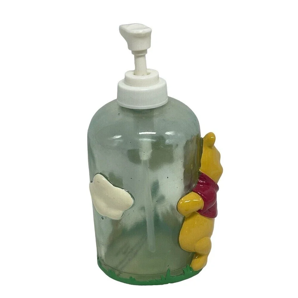 Vintage Winnie the Pooh Sunshine  Soap / Lotion  Dispenser 8” Glass RARE
